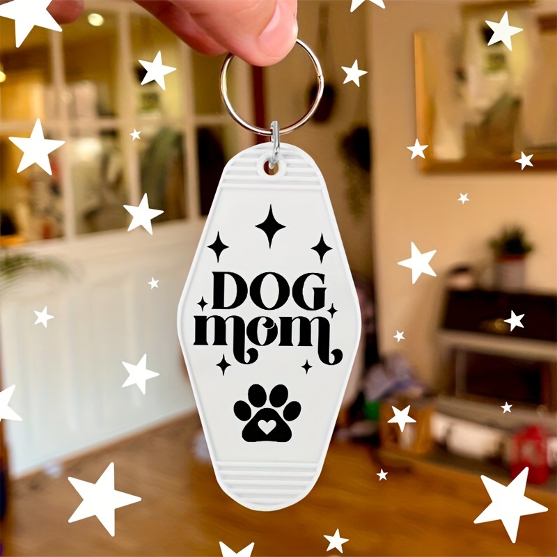 

Resin Dog Mom Alphabet Keychain With Ring Buckle - Single Piece, Decorative Handbag Pendant Hotel-style Key Label, Valentine's Day Gift For Pet Owners And Travel Enthusiasts