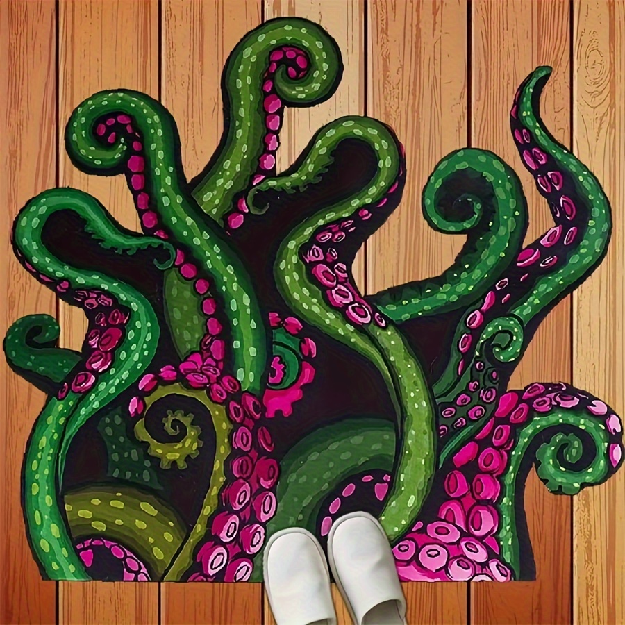 TEMU Bath Mat Microfiber Water Absorbent Octopus Rug Anti-slip Backing Unique Gift & Decor For Tabletop Rpg Gamers, Fans And Nautical Enthusiasts