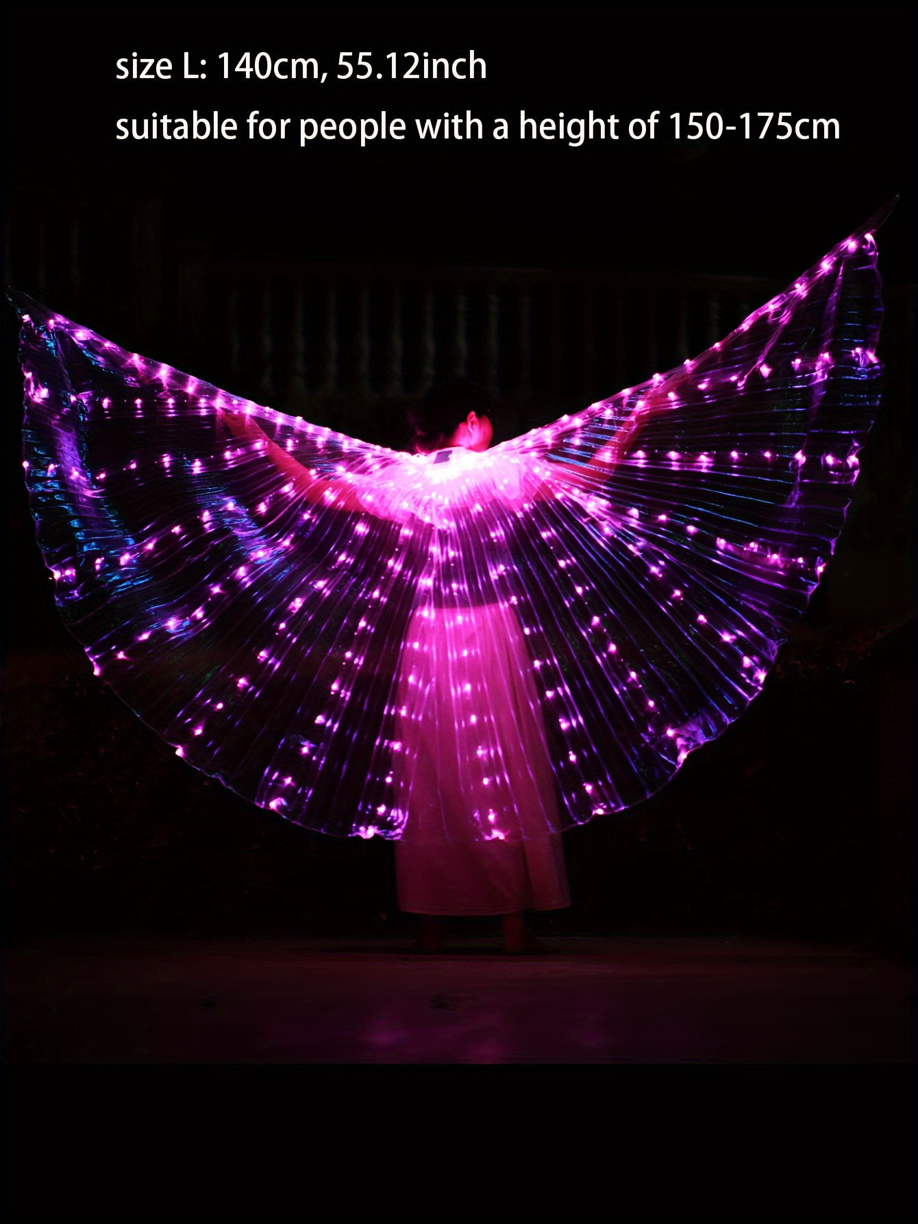 1pc led light up angel wings costume sexy halter neck polyester pleated skirt sleeveless long length dry battery powered for stage performance birthday halloween christmas new year festive room home decor theme party accessory 0