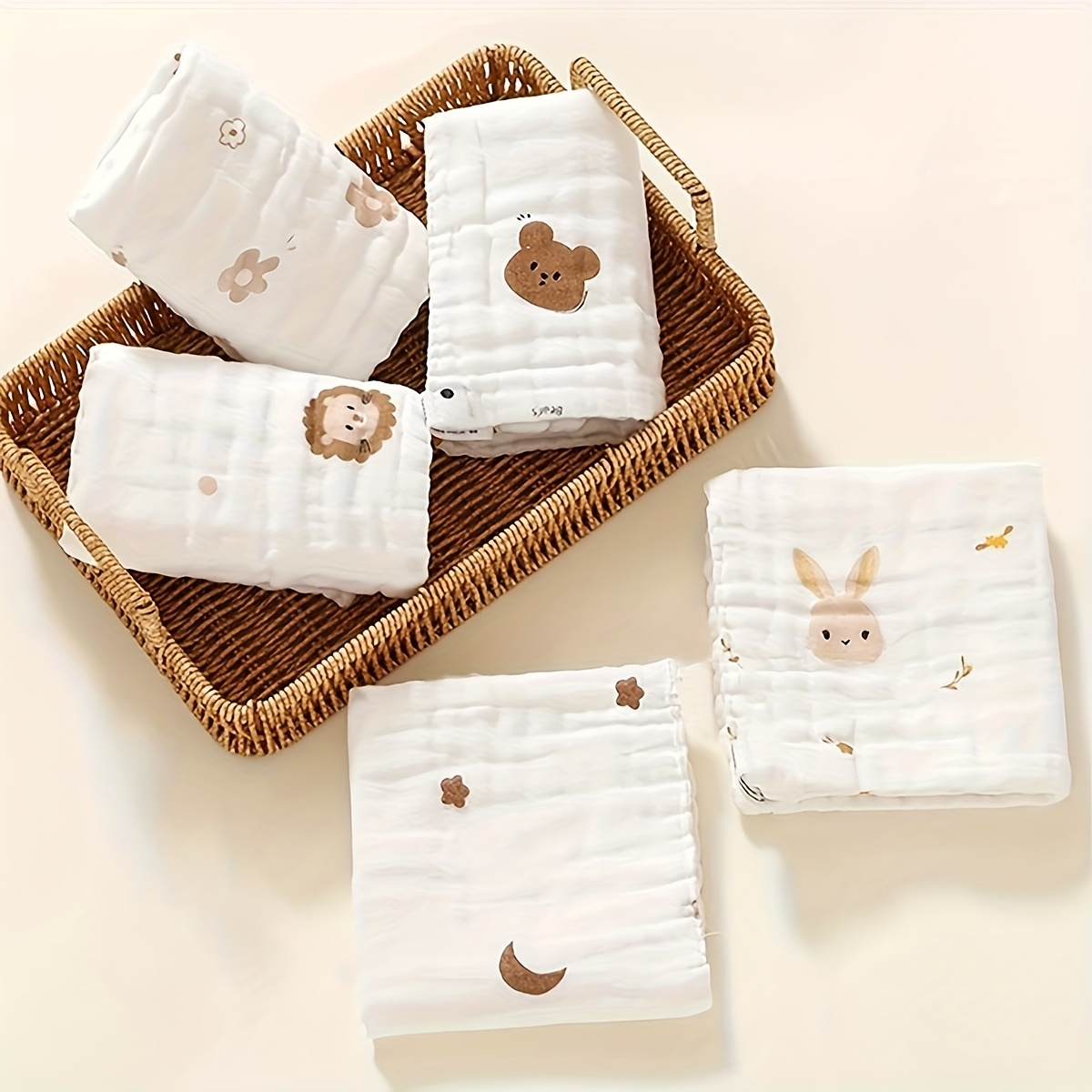 5pcs Newborn Baby Washcloths And Bibs Soft Towel For Baby Face And Hands, Burp Cloths For Newborn, Newborn Gift