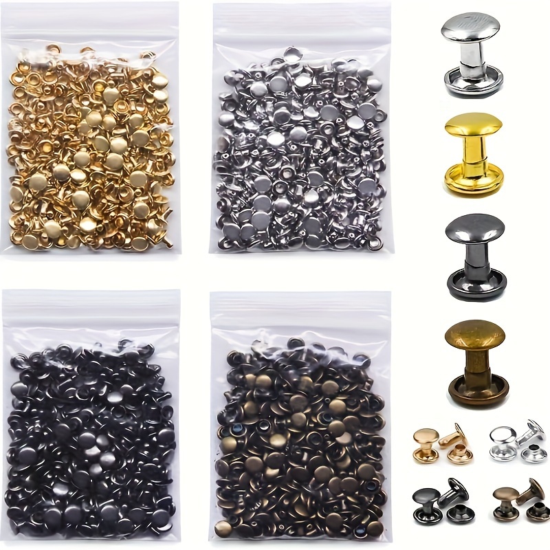 

(6*6/8*8mm) de Rivets en Cuir, Tube de Rivet à Double Capuchon 4 Couleurs de Clous Métalliques avec Outils de Fixation pour la Réparation et la Décoration de Cuir DIY/Vêtements/Chaussures/Sacs/Cintres