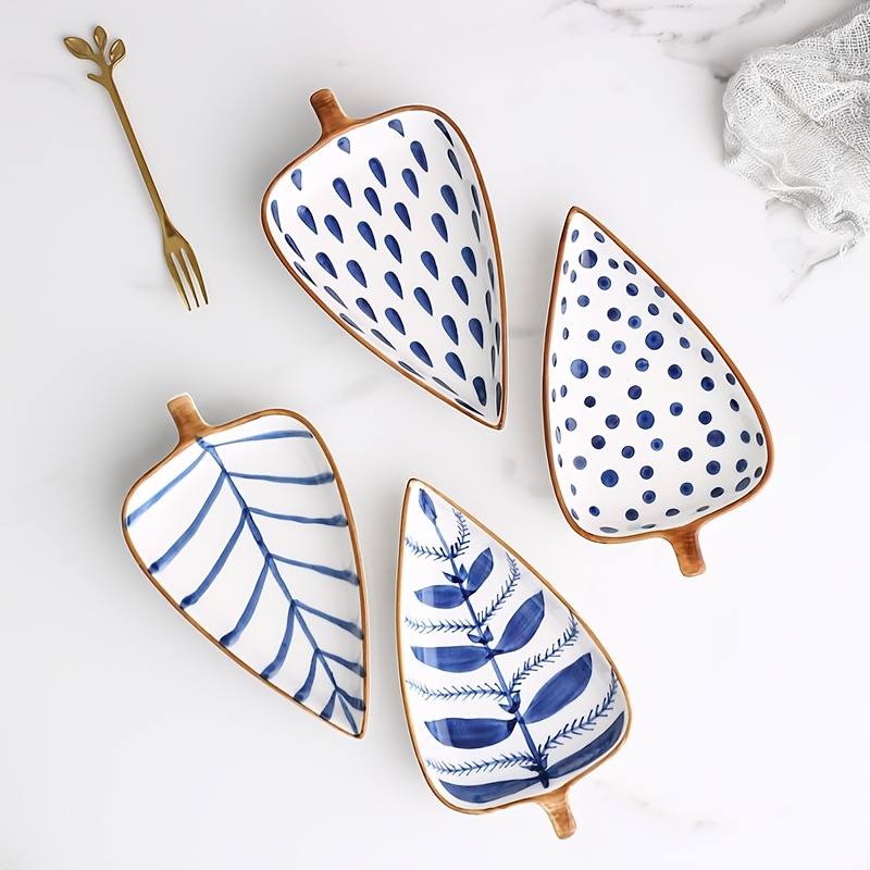   underglaze color hand painted leaves ceramic seasoning dish creative   tray combination home sauce dish butter dish Product details 0