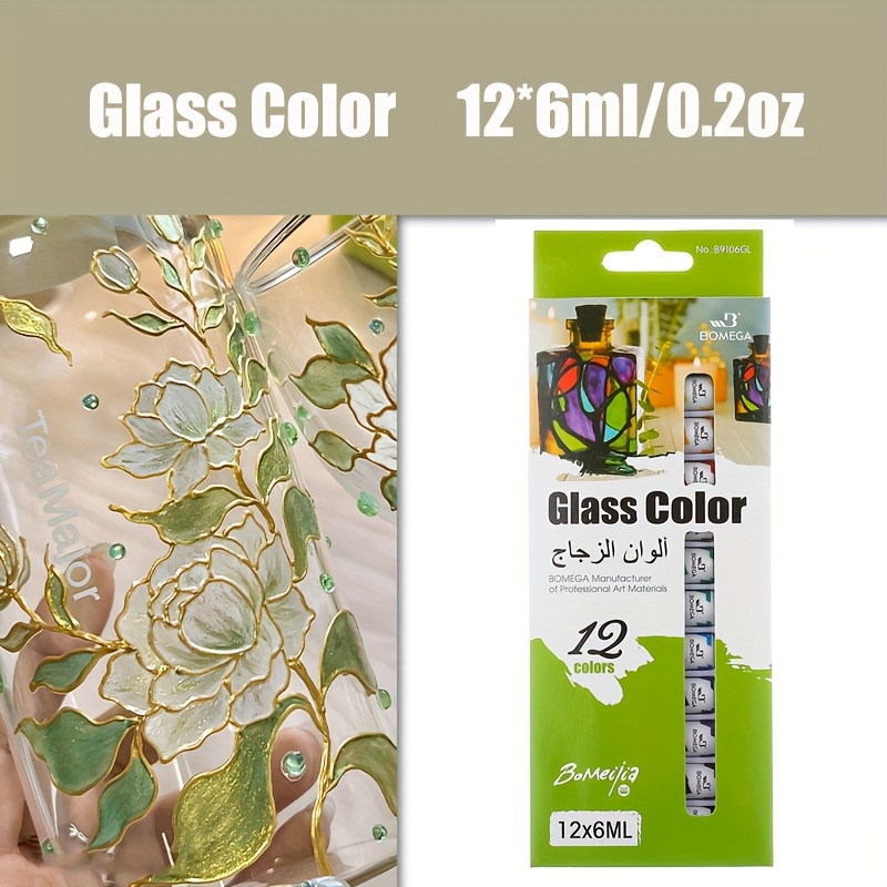 Image of 12-color Permanent Gel Glass Paint Set - Non-toxic Waterproof Acrylic Enamel Suitable For Wine Glasses, Window Glass & Diy Crafts - Rich Pigments With Semi-transparent Effects (12ml/6ml Tubes)