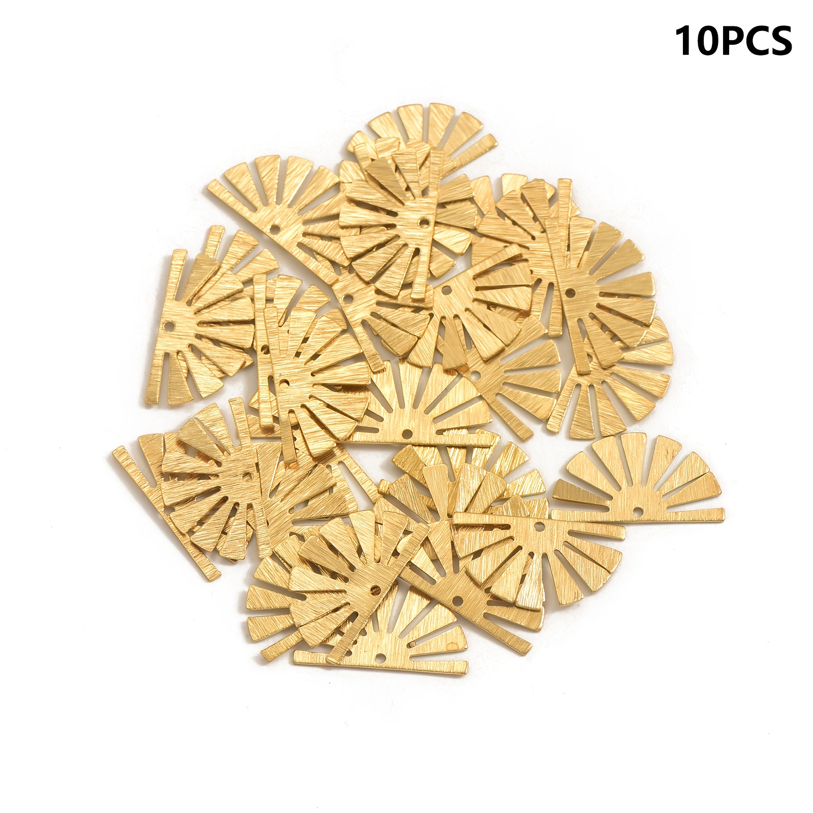 TEMU 10pcs Laiton Brossé Géométrique Trous Unique Demi-Cercle Pendentif d'Éventail Fabrication de Bijoux Mode Femme Breloques d'Addition de Bijoux