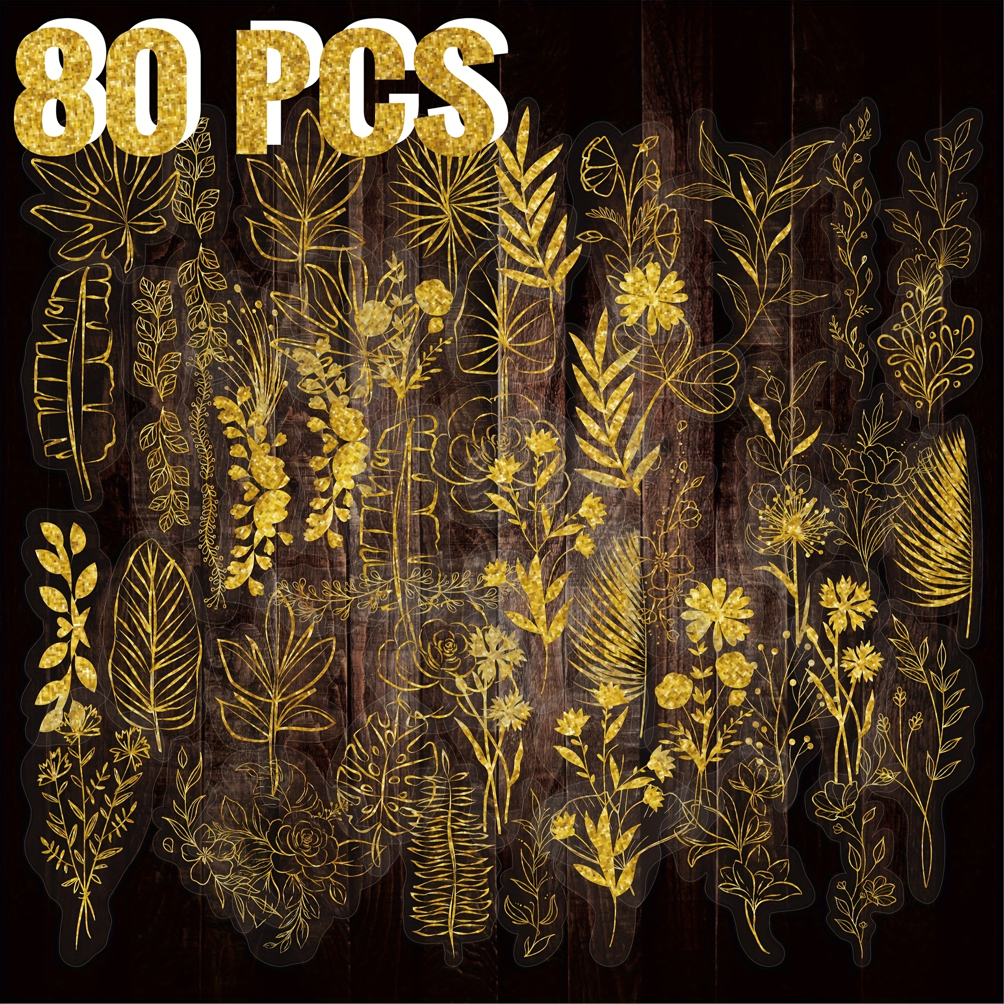 80 Pack Botany Stickers – Transparent Pet Floral Leaf Stickers, Self-adhesive, Scrapbooking, Journaling, Planner, Crafts, Aesthetic Decoration