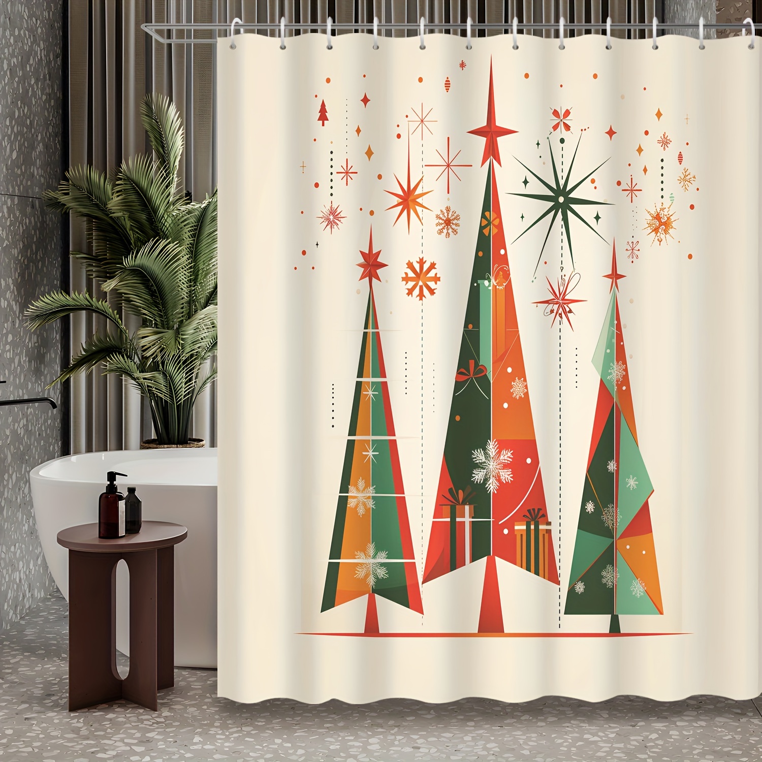 

Christmas Tree Shower Curtain, - Polyester Bath Curtain 12 , Christmas Decorative , Bathroom