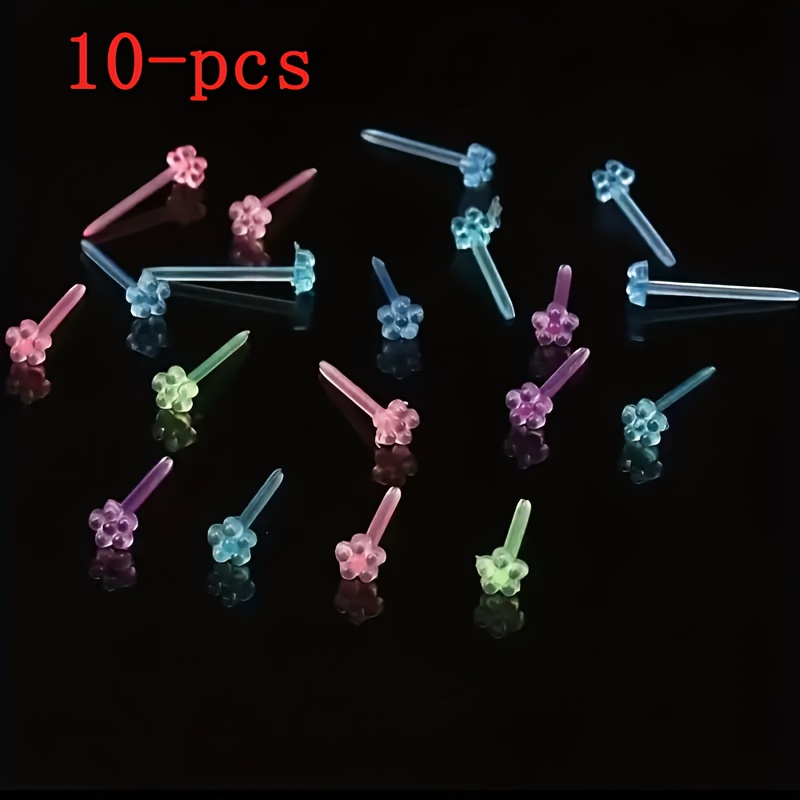 A Box Of 10 Small Flower Resin Plastic Ear Sticks, Anti-allergy To Protect Ear Holes, Exquisite Small Flower Colorful Transparent Colors Optional, Easy, Cute, Fashionable And Perfect Gift