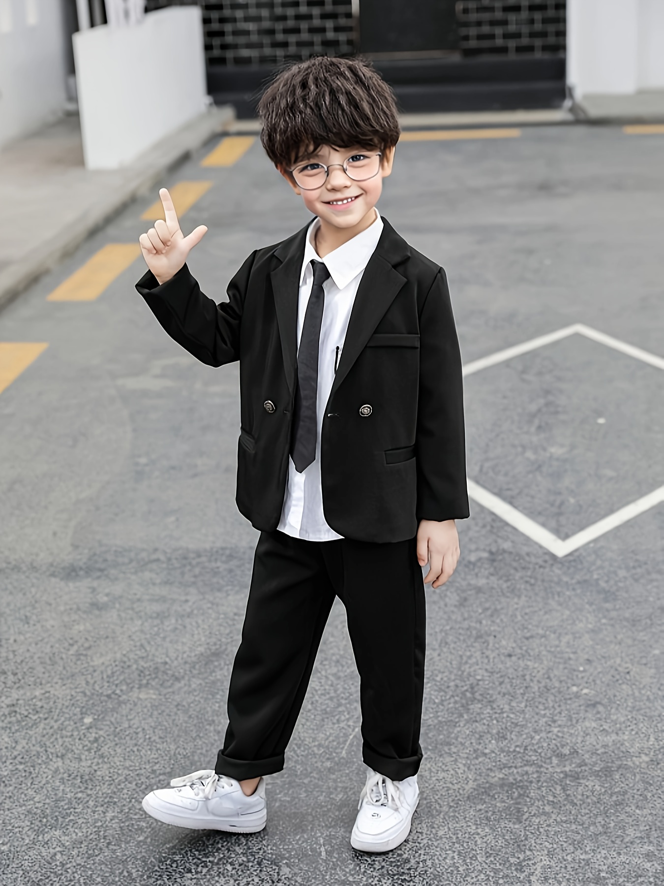 spring autumn stylish little boy suit set korean style cool Temu - Main Image