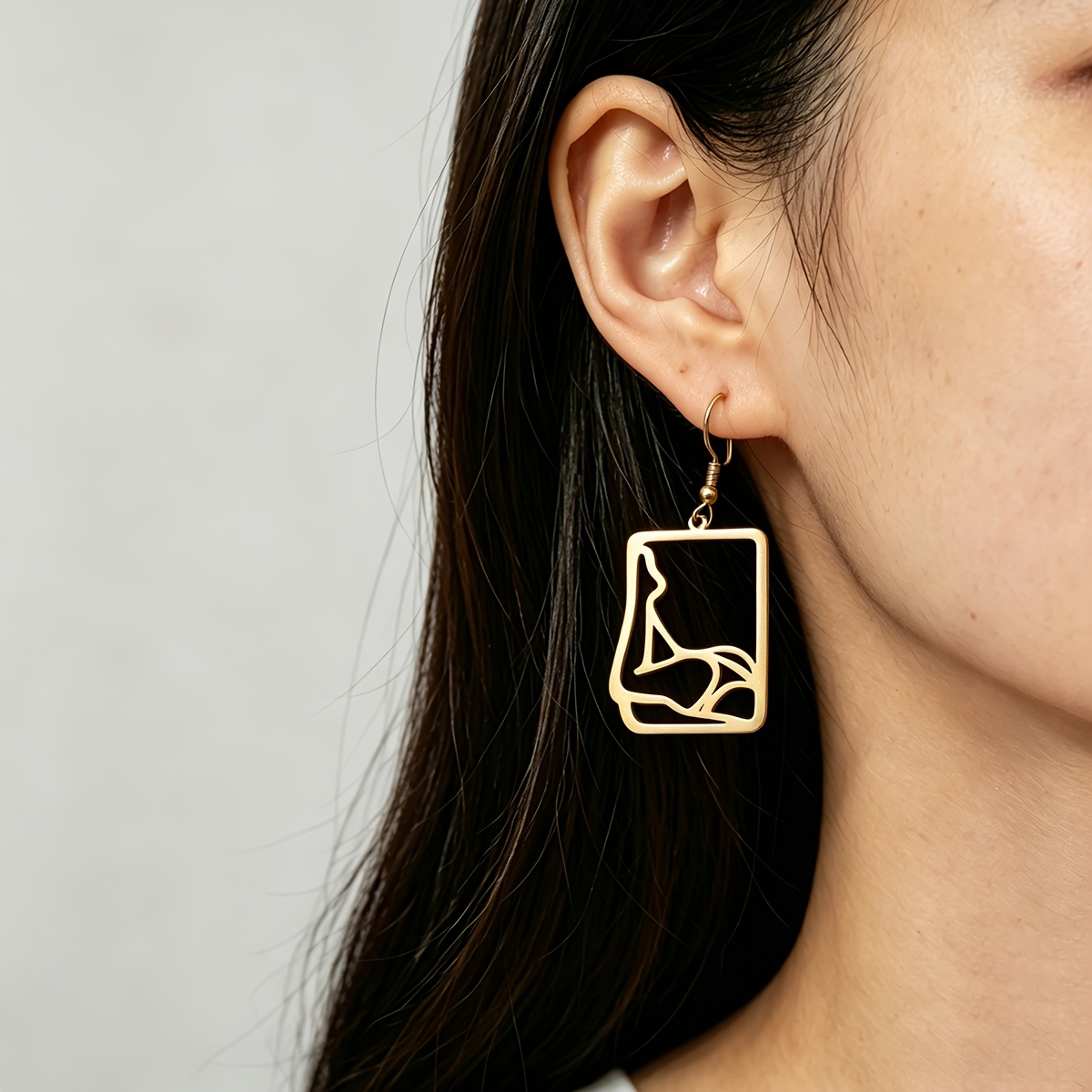 Feminist Body Art Stainless Steel Drop Earrings, Minimalist Design
