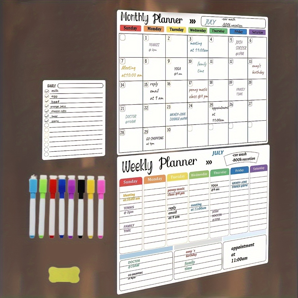 Magnetic Dry Erase Calendar Whiteboard Bundle Resin Planning - Temu ...