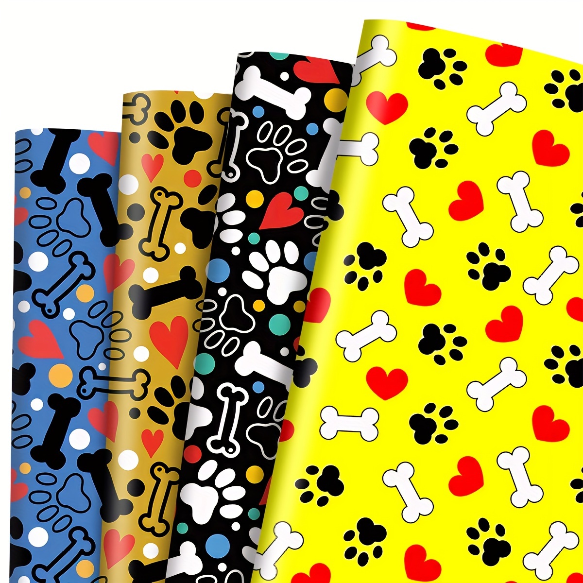 

4pcs & Paw Print Fabric Squares, 19.7x17.7 Inches - Premium Thick Polyester Quilting Material For Diy Crafts, Gift Wrapping & Patchwork