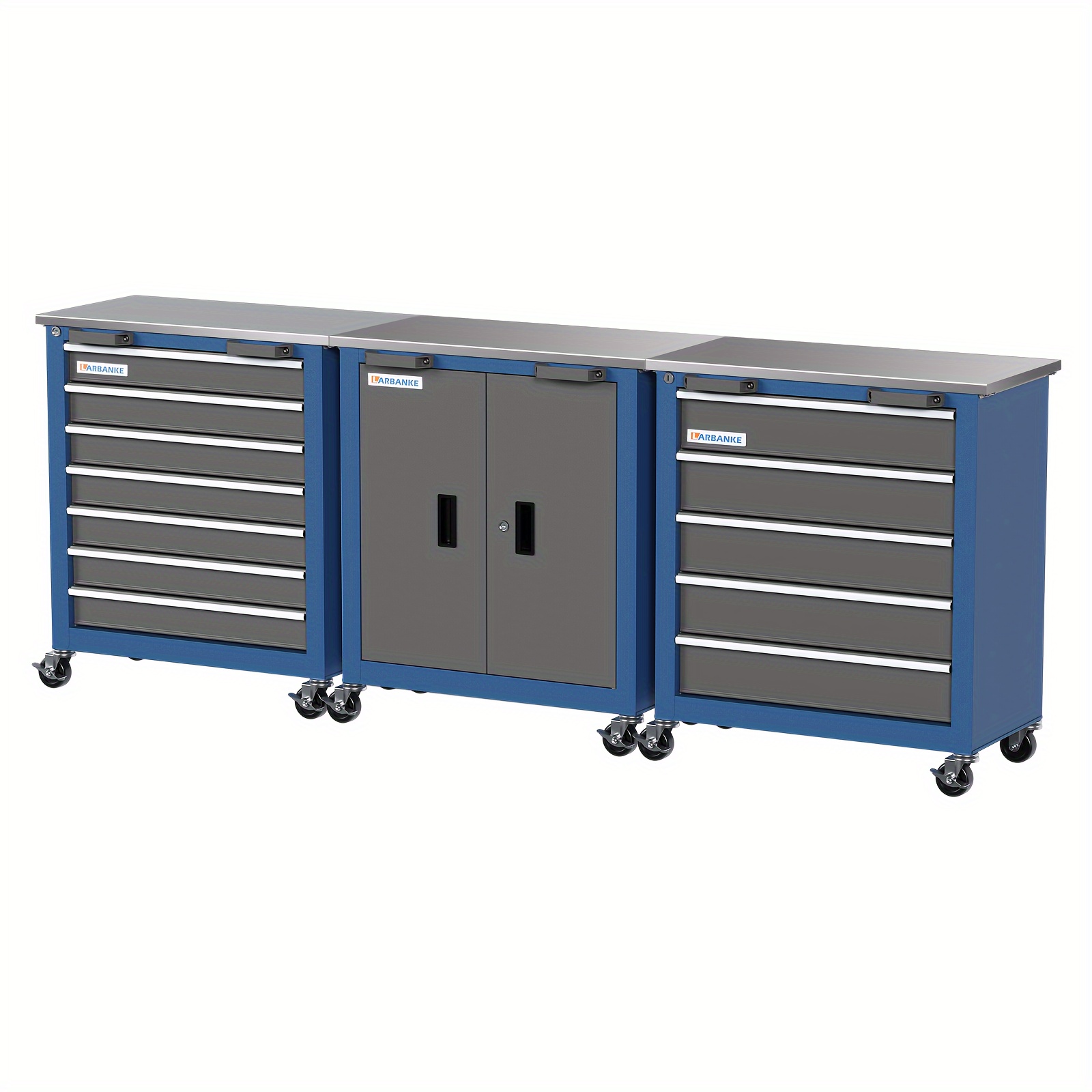 TEMU Armadio per Attrezzi Combinato, 4 di Armadietti per Attrezzi, Cassettiera +5 Strumenti, Cassettiera da 5+7 Strumenti, Cassettiera da 7+2