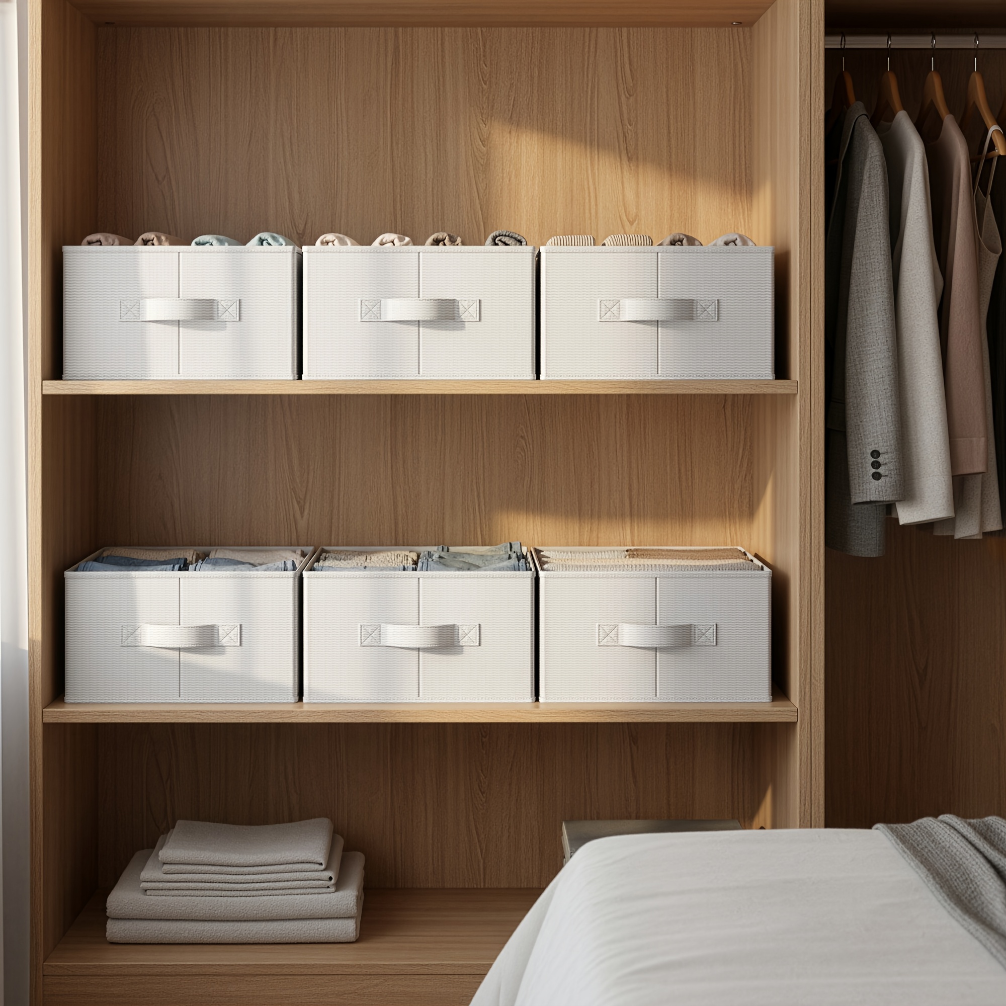 4pcs Wardrobe Organizer Set, Storage Box With 6 Sections, Collapsible, Dimensions 42 X 30 X 17 Cm