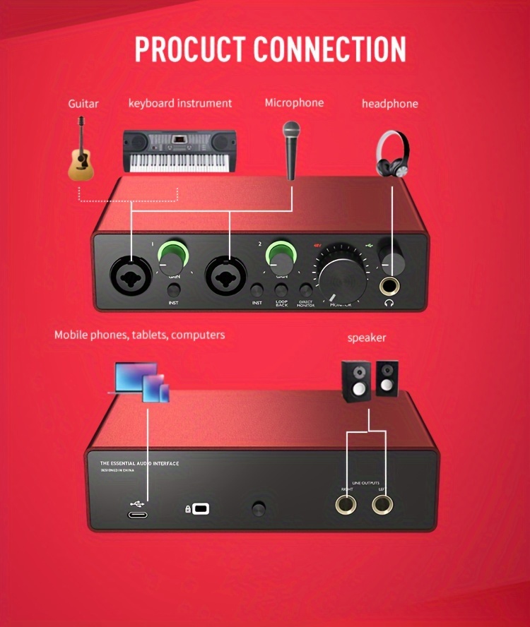 Audio Interface (24bit/192khz) Computer Recording Podcasting 