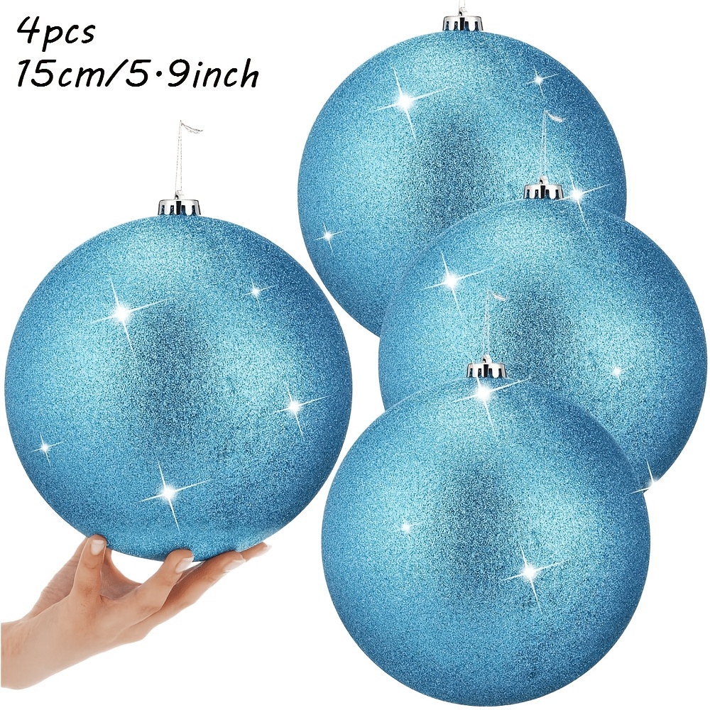 TEMU 4pcs, 15cm Oversized Christmas Ball Decorations Shining - Giant Oversized Plastic Christmas Balls, Large Hanging Christmas Tree Decorations,