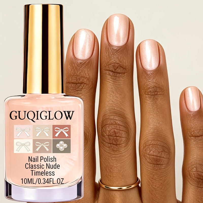 Image of Guqiglow Milk Orange Pearl Strengthening Oil - No-bake Nail Polish, Long-lasting And Quick-drying, Suitable For Hands And Feet, Essential For And Parties