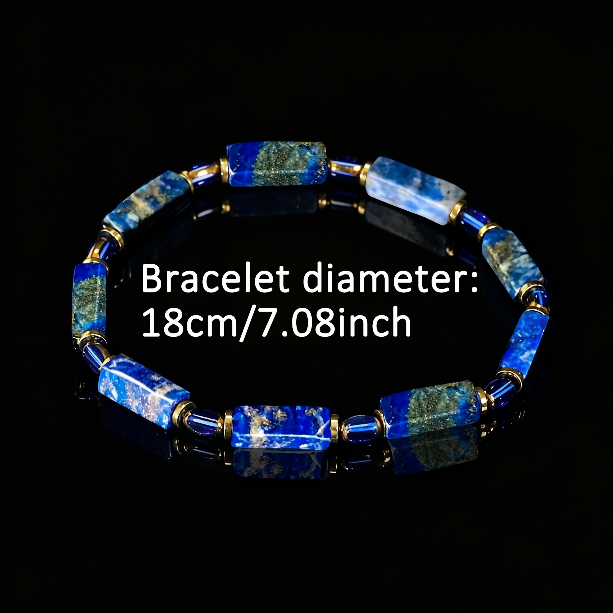 Men's Lapis Lazuli Beaded Bracelet, Minimalist Boho Style