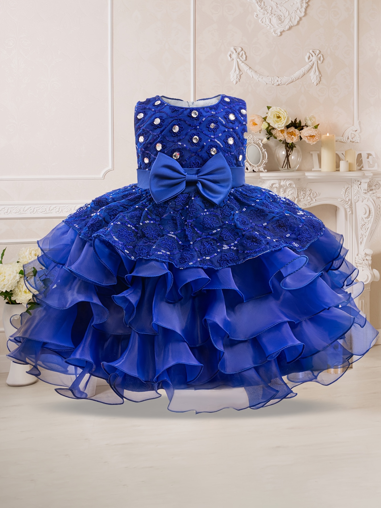 girls' royal blue princess party dress - flared, formal & everyday, hand  washable for birthday, wedding, prom - to teen girls, princess dresses,  birthday outfit, flared skirt, quality construction, kids formalwear -