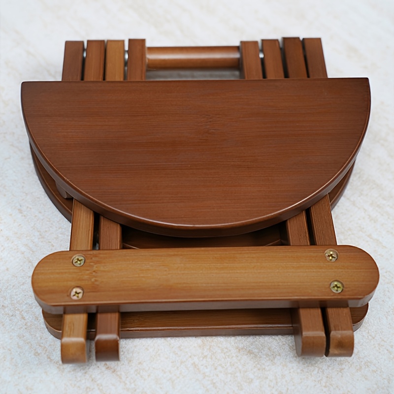 1pc portable folding small round stool travel train small stool fishing stool leisure stool bamboo stool Product details 2