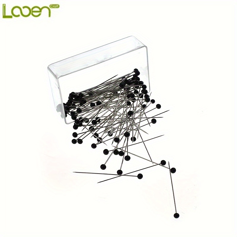 

100pcs Épingles à Tête en Verre LOWEN - , pour l'Artisanat, la Couture & la Fabrication de Bijoux, Épingles à Tête Large Nacrées Durables dans Boîte Organisatrice Transparente, Épingles à Coudre