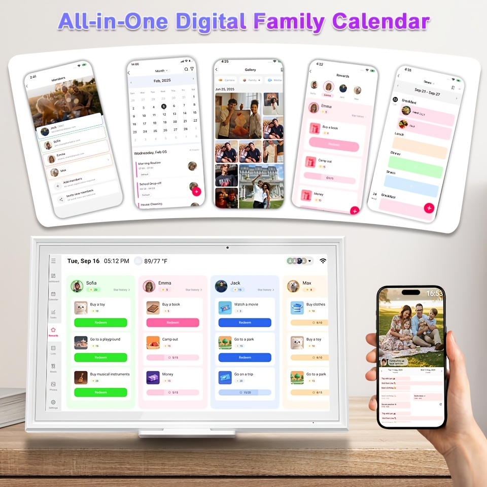 Image of Digital Calendar, 15.6 Inch Wall Planner Electronic Calendar And Chore Chart, Smart Touchscreen Interactive Display For Family Schedules, Great For Organizing Your Routines, 32gb Memory Card