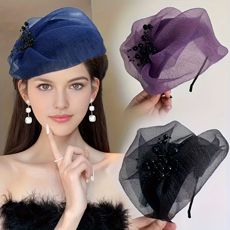 

1pc French Vintage Headband Half-hat Headband Graceful Headwear Hair Accessories Suitable For Parties, Formal Occasions
