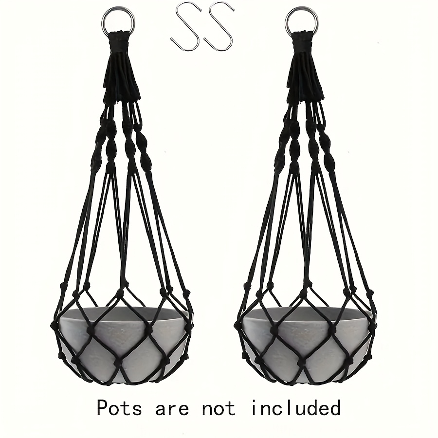 2pcs Of Hand-woven Flower Pot Net Pocket, Bohemian Plant Hanger, Hook Hanging Flower Pot Indoor And Outdoor Home Garden Decoration