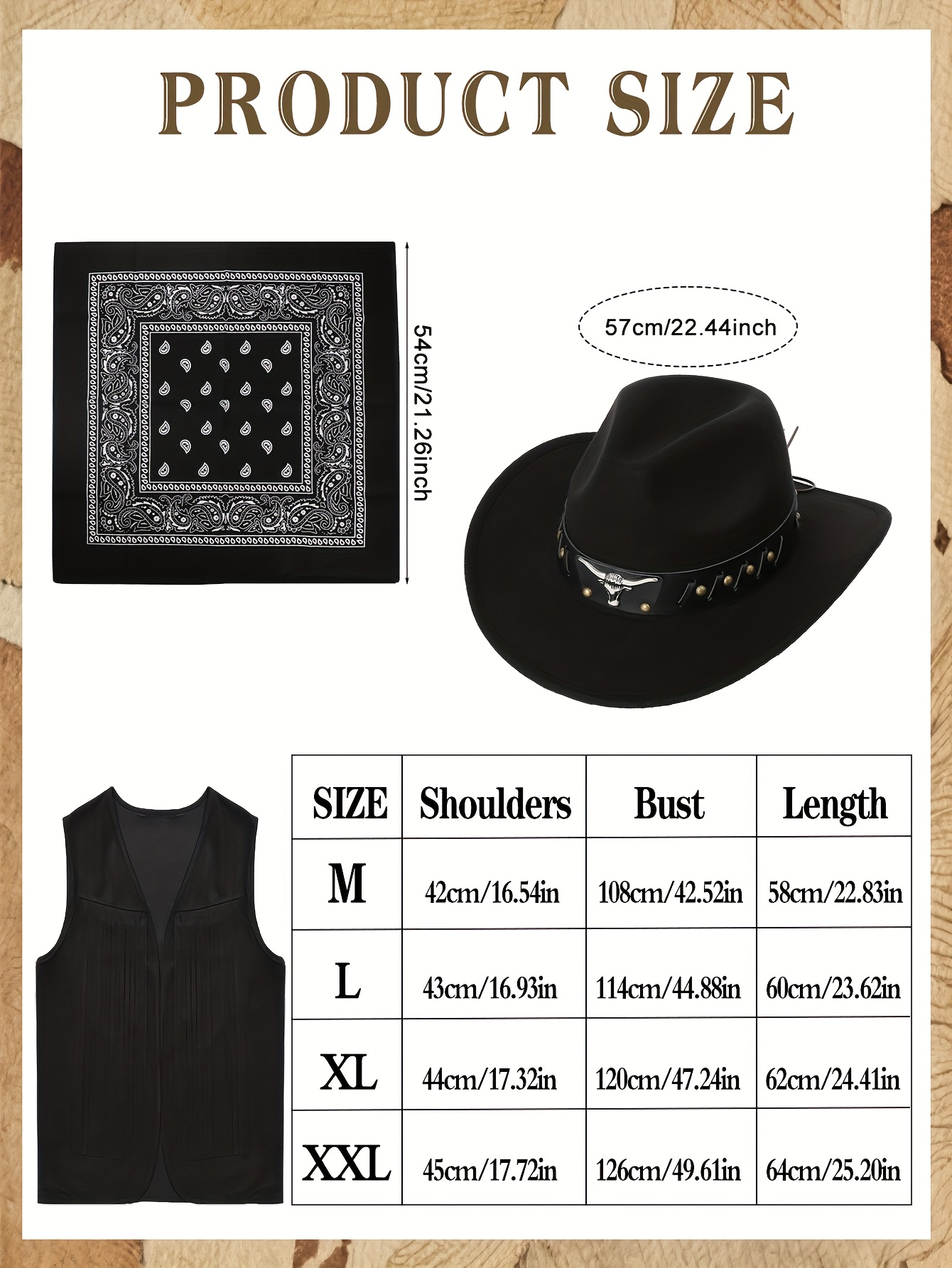 Western-Cowboy-Kostüm-Set Für Herren – 6-teilig Mit Fransenweste, Hut, Bandana, Brille & Accessoires – Für Karneval & Halloween