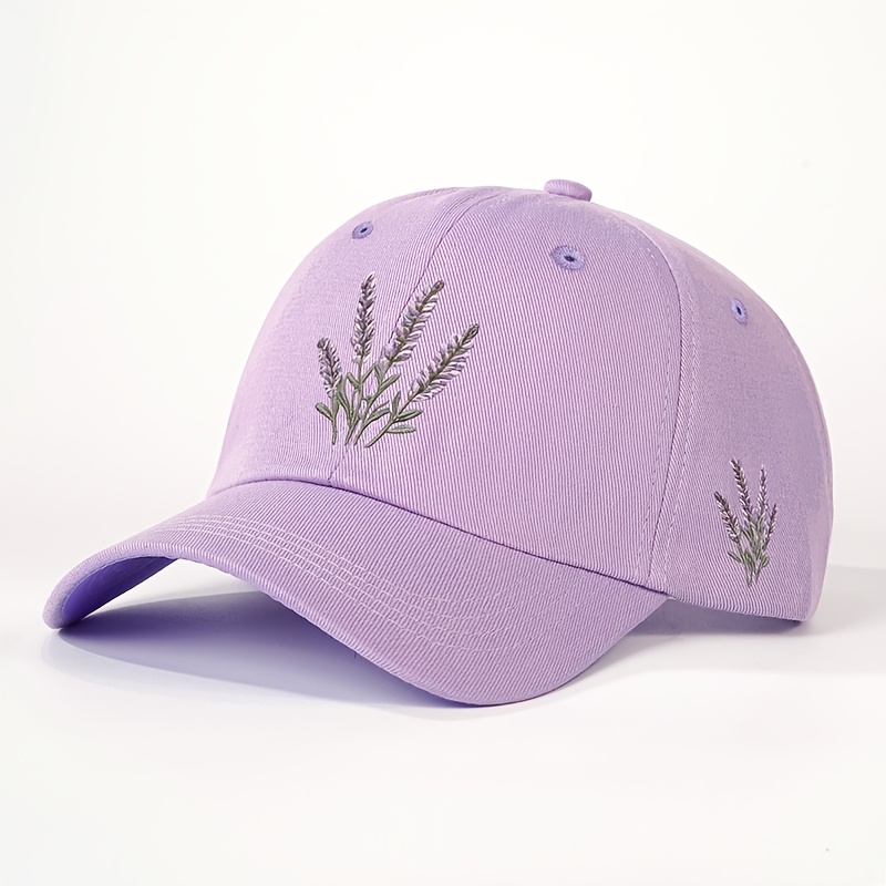 TEMU Casquette de baseball brodée sur le devant et le côté, couleur lavande, pour la , chapeau de , respirant, ajustable, unisexe, mode d'été, bord