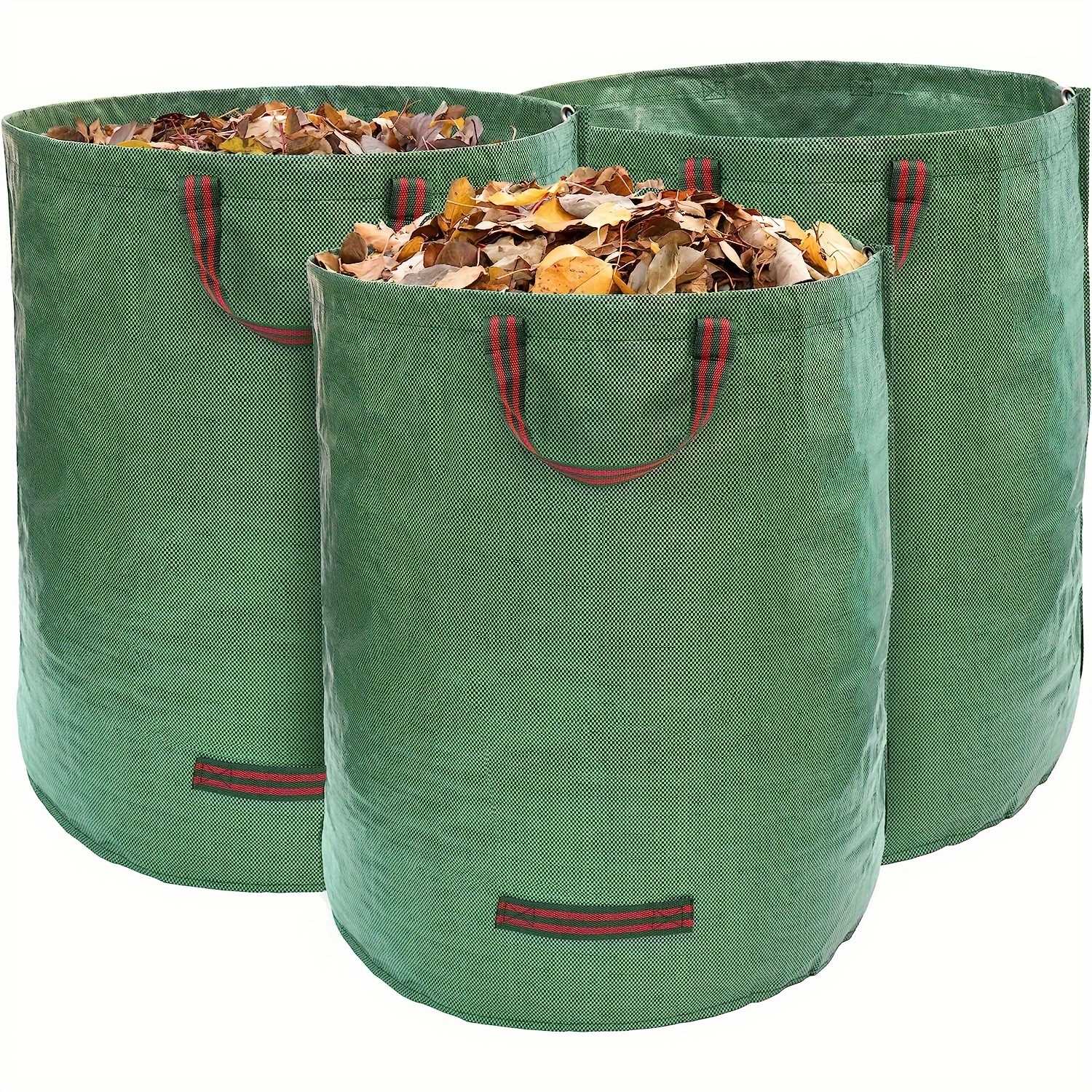 

Set Of 3 Heavy-duty Reusable Garden Yard Waste Bags, 72 Gallon Pp Material, Lawn Leaf Pool Garbage Bag With Handles - Ideal For Leaves, Trash, Debris Collection