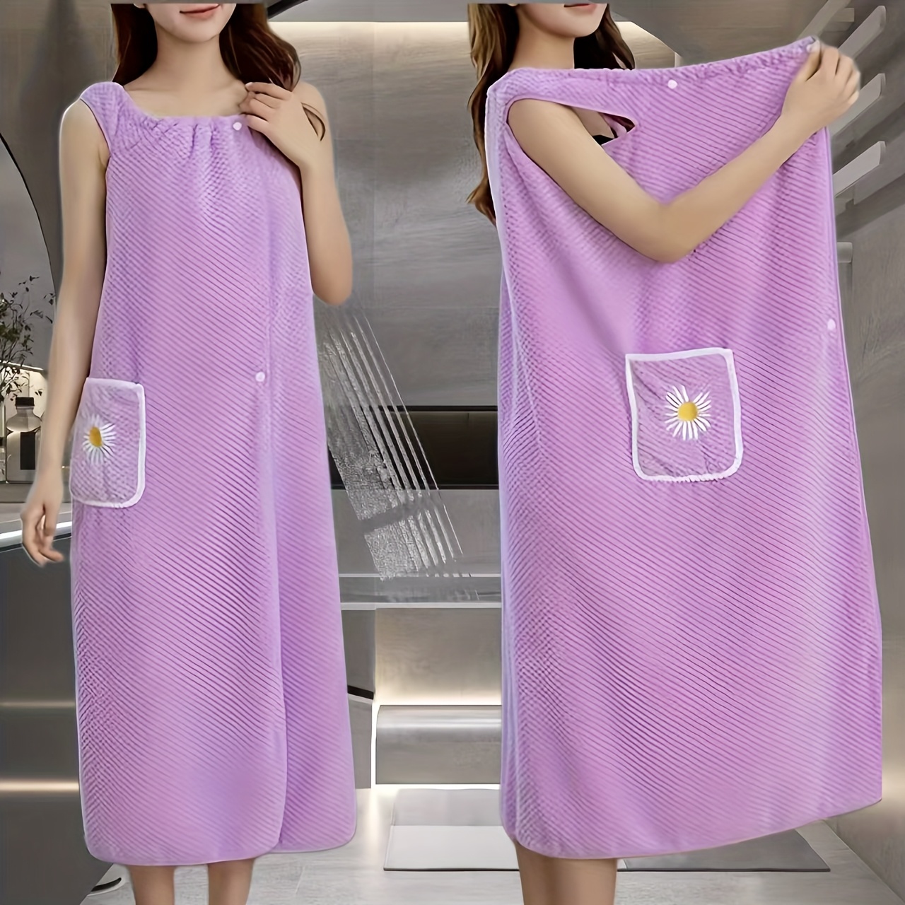 Ultra-Soft Sleeveless Bathrobe with Stylish Pocket Quick-Dry Comfort Gift