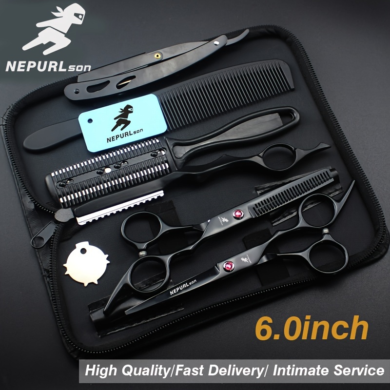 

6 "barber Scissors Set, Painted Black And Electroplated Color, Professional Hair Scissors Set, Cutting Scissors And Thinning Scissors