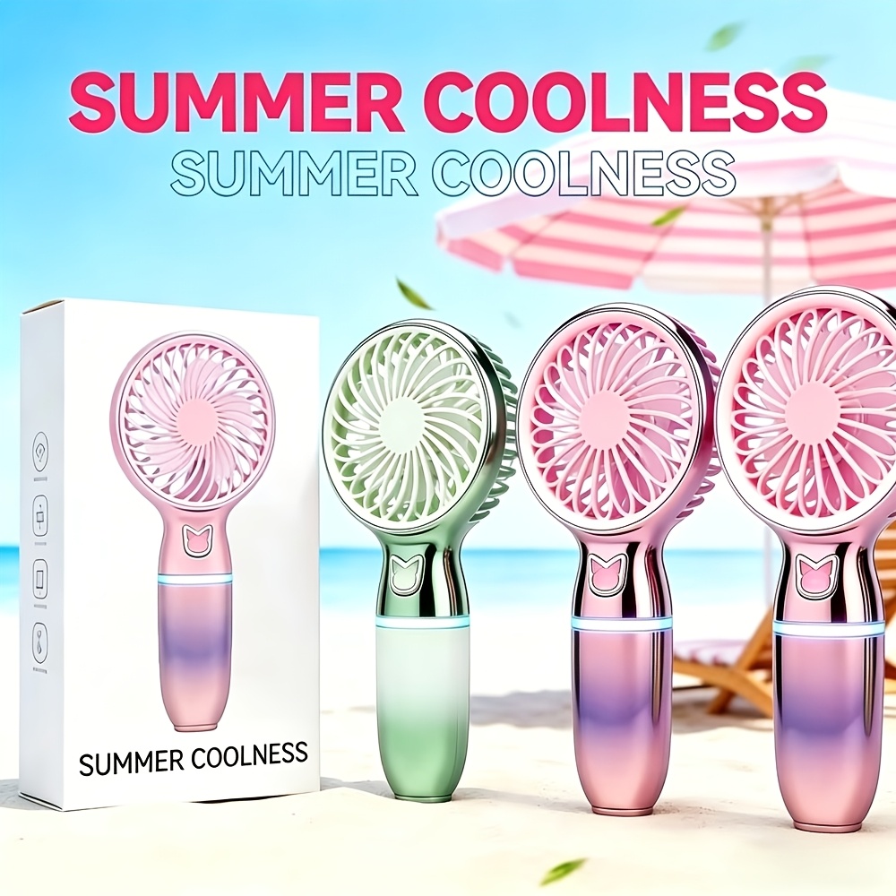 TEMU 3pcs Portable Usb Fan - Usb- Handheld & Neck Fan With 3-speed Cooling, Long Life, Lightweight Suitable For Travel, Outdoor, Desk, Bedside - Usb