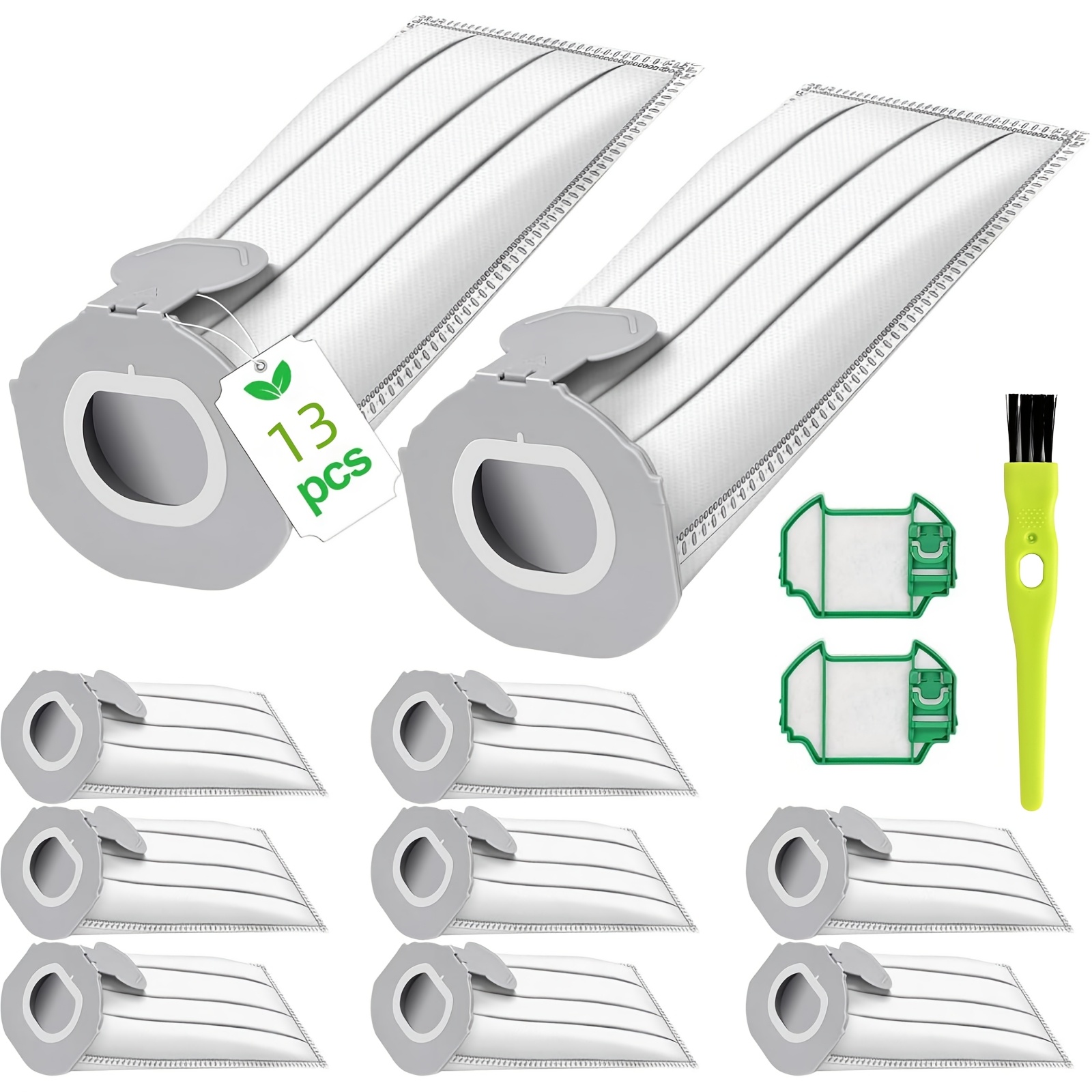 Image of 13 Pack Compatible For Vorwerk Kobold Vk7 Fp7/vk7 Cordless Vacuum - 10 , 2 Filters & Brush | Premium Replacement Dust Bags With Filtered System, For Kobold Vk7 Cordless Stick/vacuum Cleaners