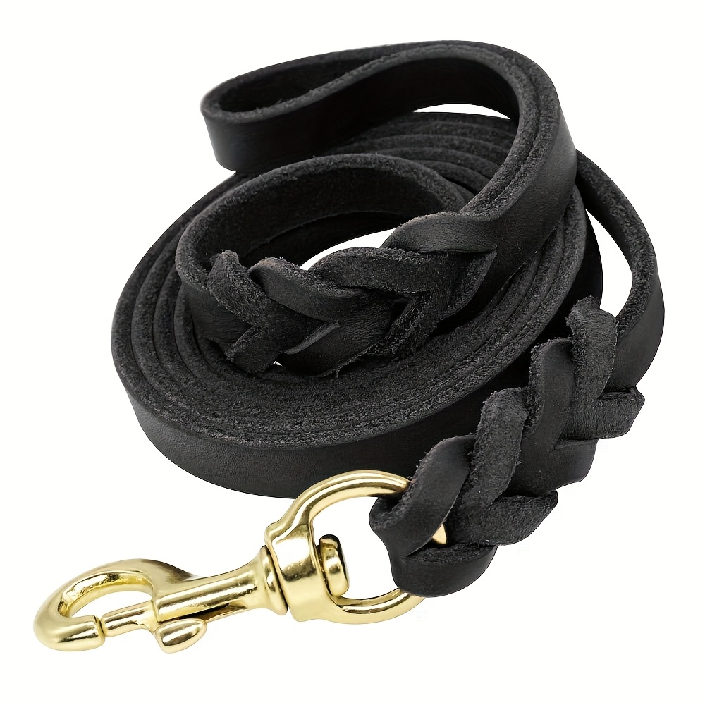 TEMU Leather Dog Leash 6 Foot () - Durable Heavy Duty For Large Medium Dogs Training And Walking, Secure Outdoor Hiking | Handmade Braided Design |