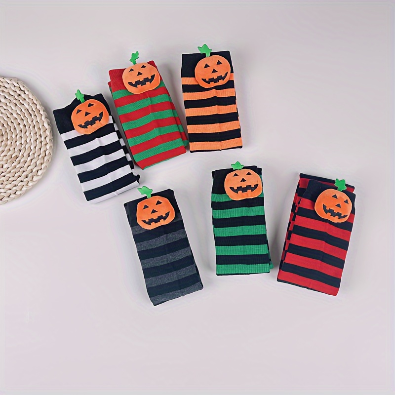 

Striped Knee-high Socks For Women - Polyester , Hand Washable, Pumpkin Decor