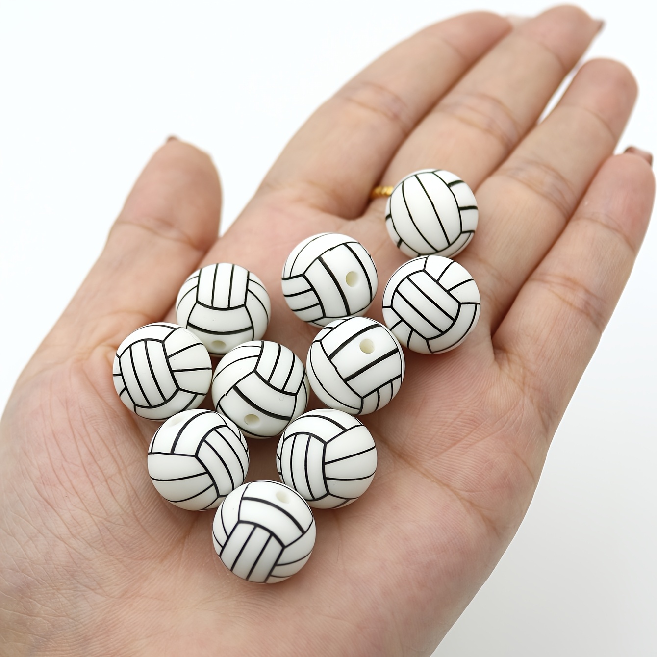 

12/24/36pcs Volleyball-inspired Silicone Beads, 15mm - High-quality, Food-grade Silicone For Making - Ideal For Crafting Bracelets, Necklaces & Keychains - Smooth, & , Silicone Character Beads