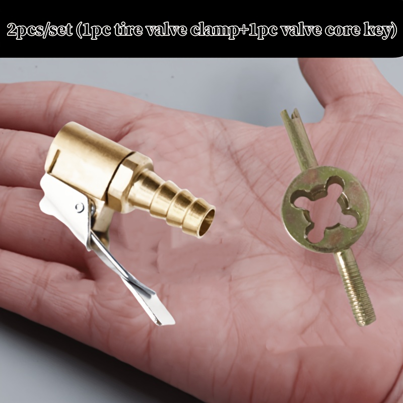 TEMU 2pcs Set (1 Tire Valve Clip And 1 Valve Core Key) Pneumatic Tire Valve, Repair Equipment Used To Fix The Valve Cover Of Automobile Tires, Is A