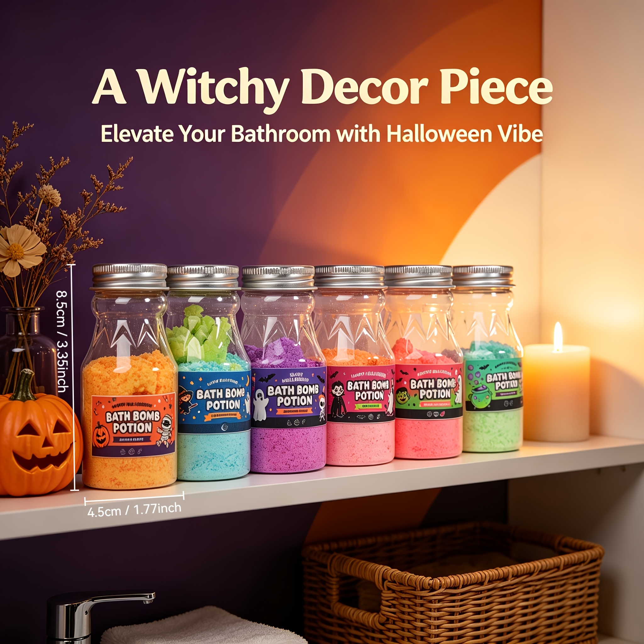 Halloween Magic Bath Bomb Potion Gift Set, Witch Milk Bottle Shape