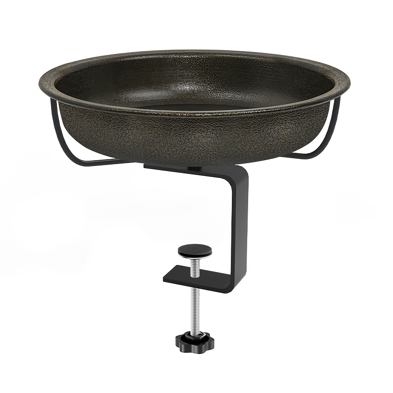 Image of Outdoor Multifunctional Bird Bath - 10.6 Inch Metal Feeder, Detachable And Easy To Clean, Sturdy And Durable, Suitable For Balcony Fence Garden Courtyard Railing Deck