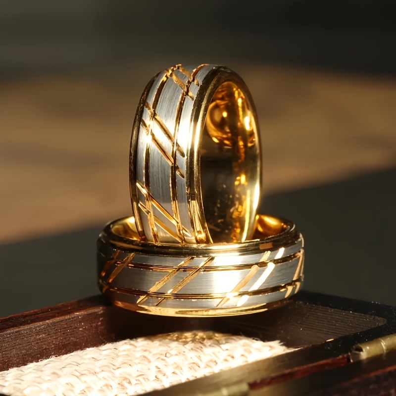 TEMU Men's 8mm Wedding Bands Featuring And Brushed Designs