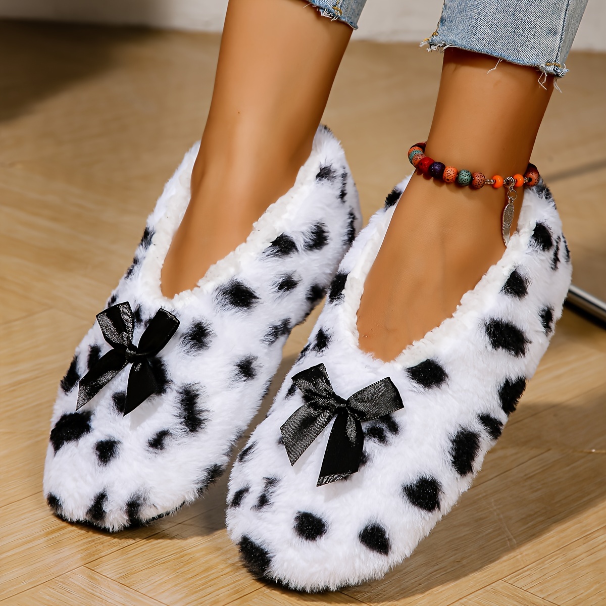 

Women's Fuzzy Warm Indoor Slippers, Soft Plush Floor Shoes With Non-slip Sole, Cute Design, Winter Indoor Slippers For Adults