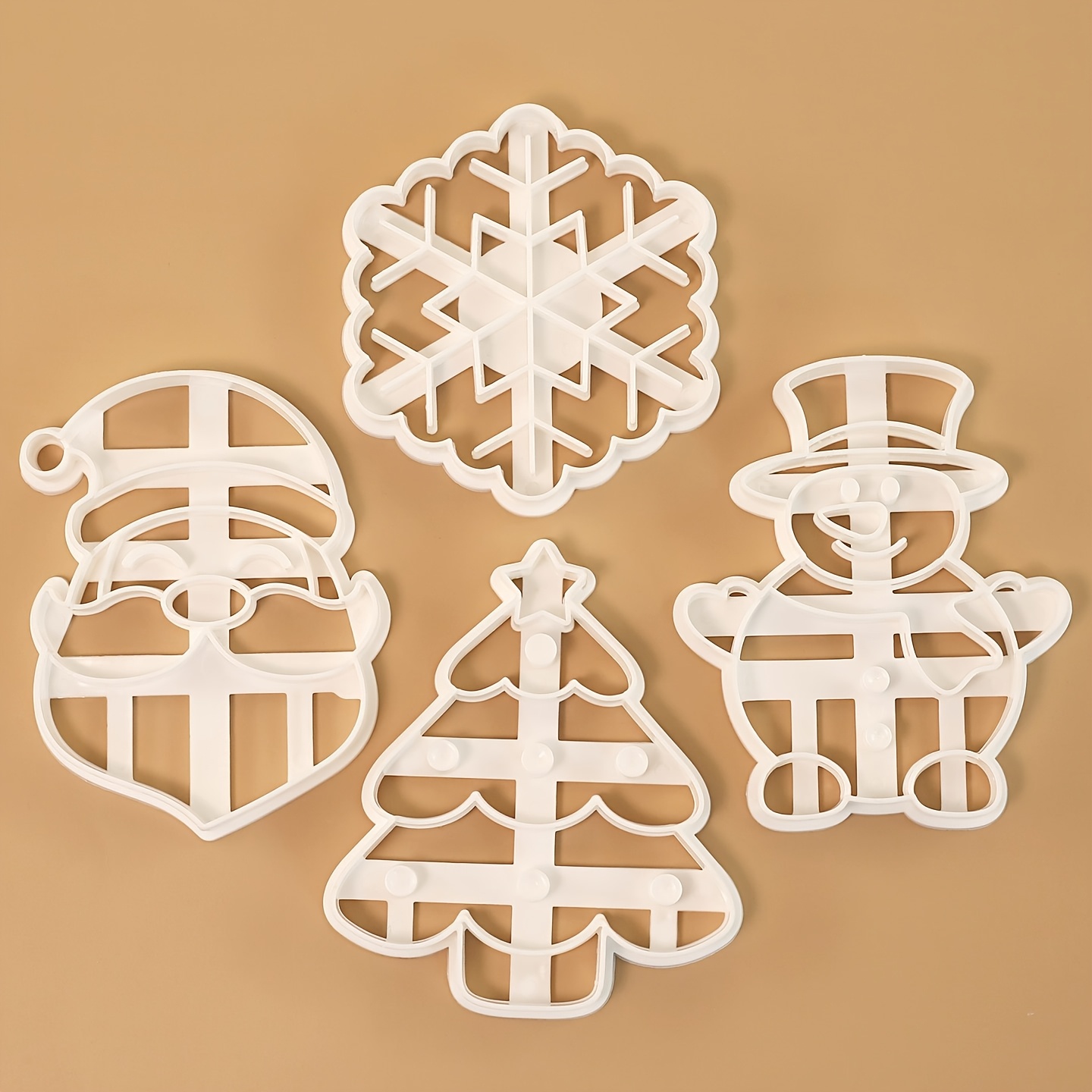 TEMU 4pcs Cookie Cutter Set - Shapes Include Snowflake, Santa Claus, Snowman, And Christmas Tree, Ideal For Making , Pastries, Candies, Cheese, And