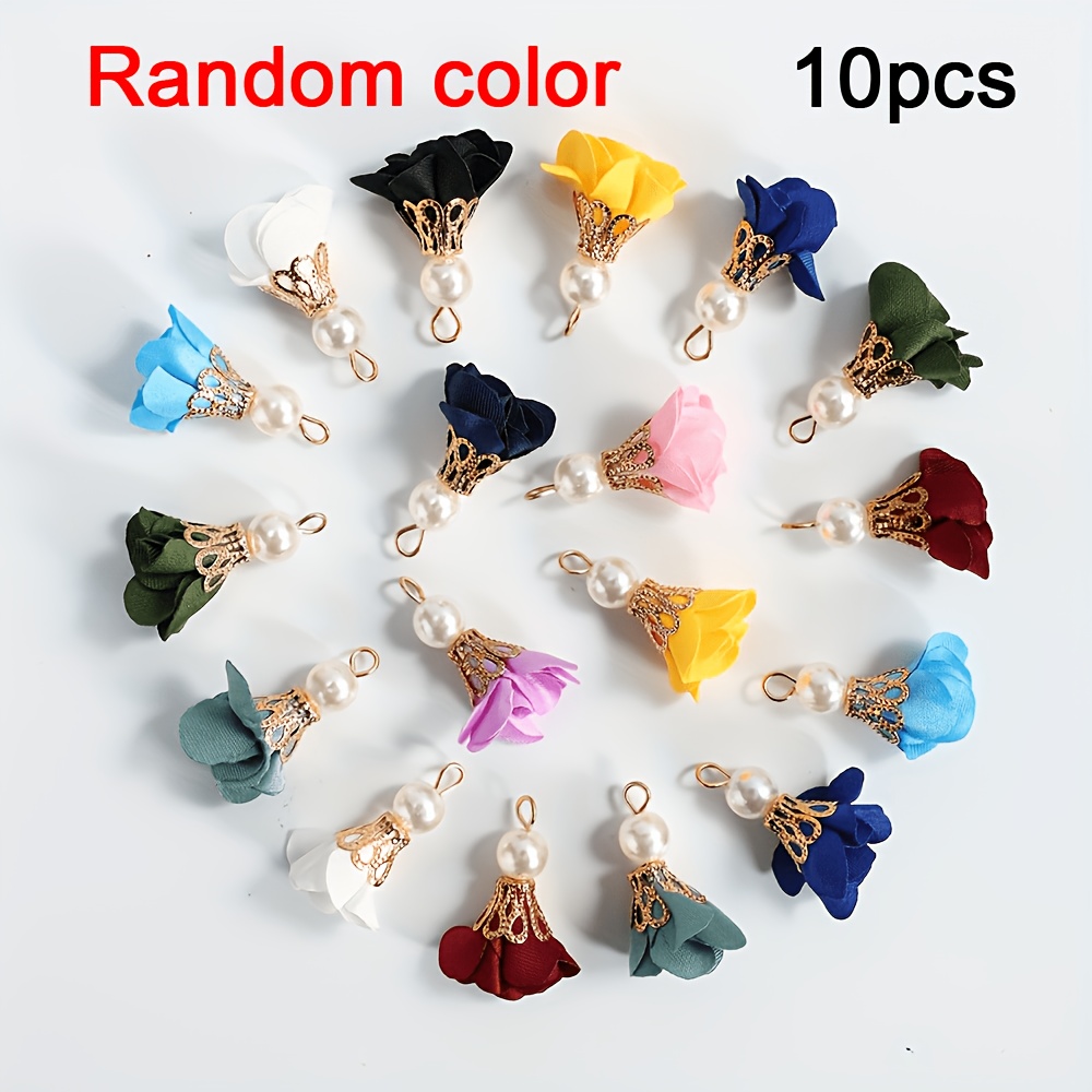 TEMU 10pcs/set Mixed Color Tassels Flower Random Charms For Jewelry Making Diy Fashion Crafts Accessories