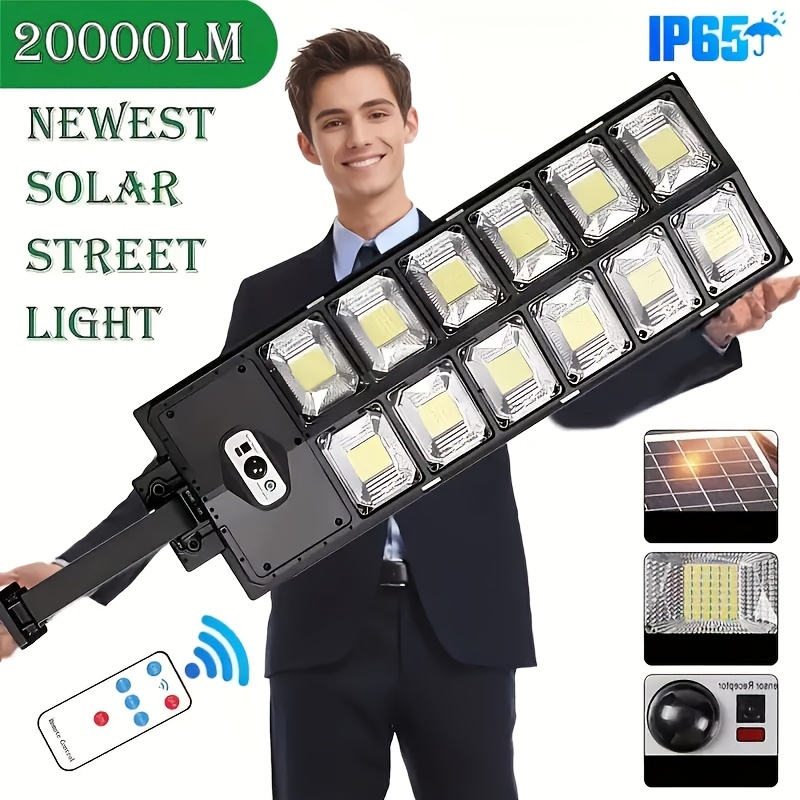 

Solar Street Light, 6500k, With Motion Sensor,, 3 Lighting Floodlight (from Dusk To Dawn), Suitable For Commercial Area Lighting And Courtyard Use, 3 Models