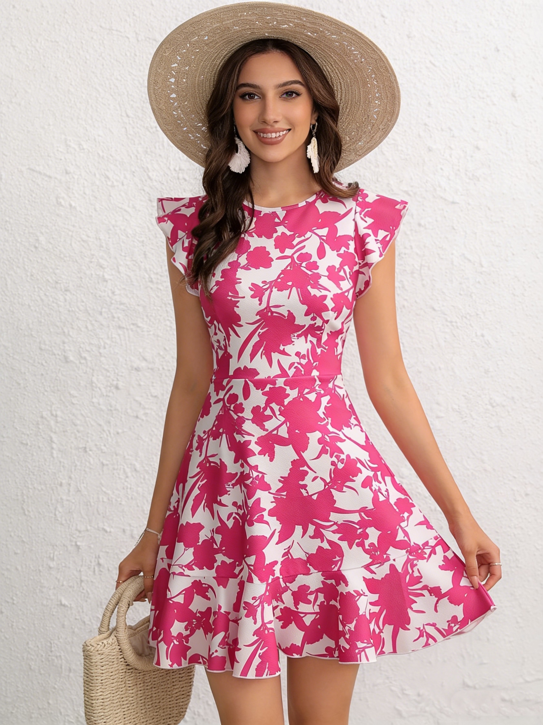 white christmas dresses Mariakinz Women Floral Summer Casual Short Sleeve Knee Length Dress X-Large main image 1