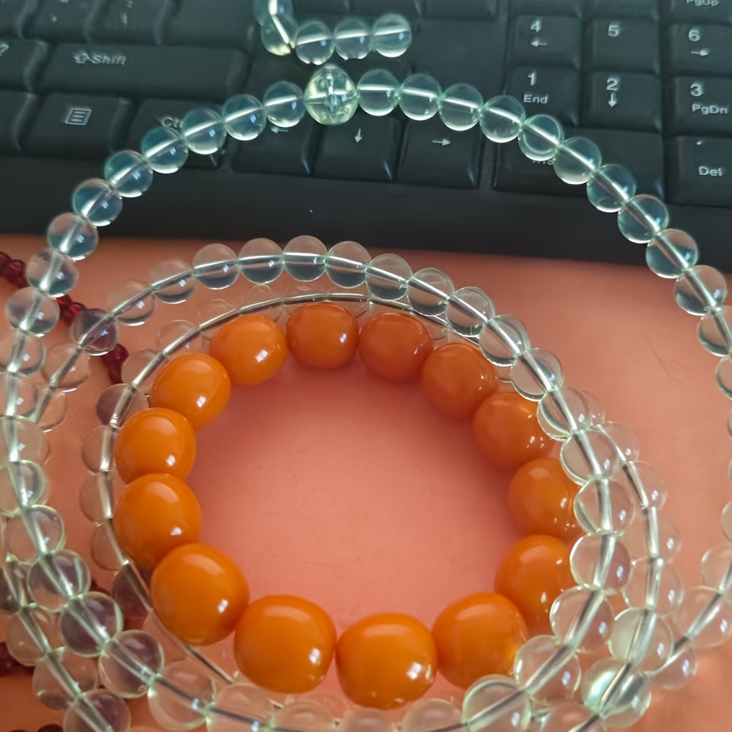 TEMU Vintage Natural Wax Block Bracelet For Men And Women