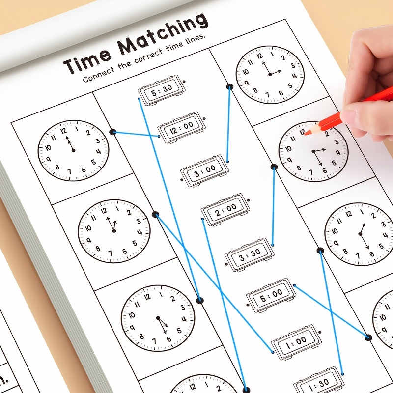 Image of Workbook On Math , Math Literature, Book On Telling Time, Text, Appropriate For Home Or Educational Settings, Made Of Paper, Gifts For Birthdays, Easter, And Christmas