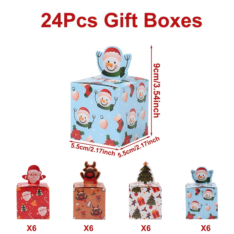 TEMU 24pcs,merry Christmas Gifts Boxes,full Version Christmas Snowman Pattern Gift Decor,merry Christmas Deoration For Home,noel Navidad