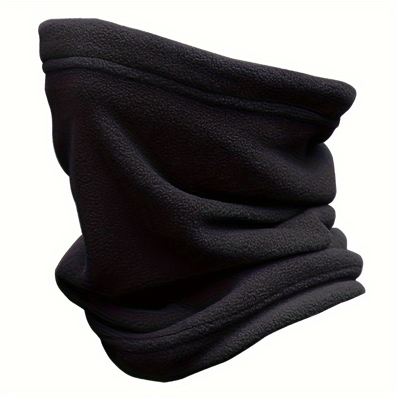 

1pc Winter Warm Thickened Fleece Neck Gaiter For Men, Windproof Outdoor Cycling Scarf, Knitted Polyester Neck Warmer, Machine Washable